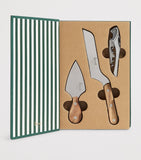 Harrods cheese and wine set with olivewood handles and stainless steel knives, UK version