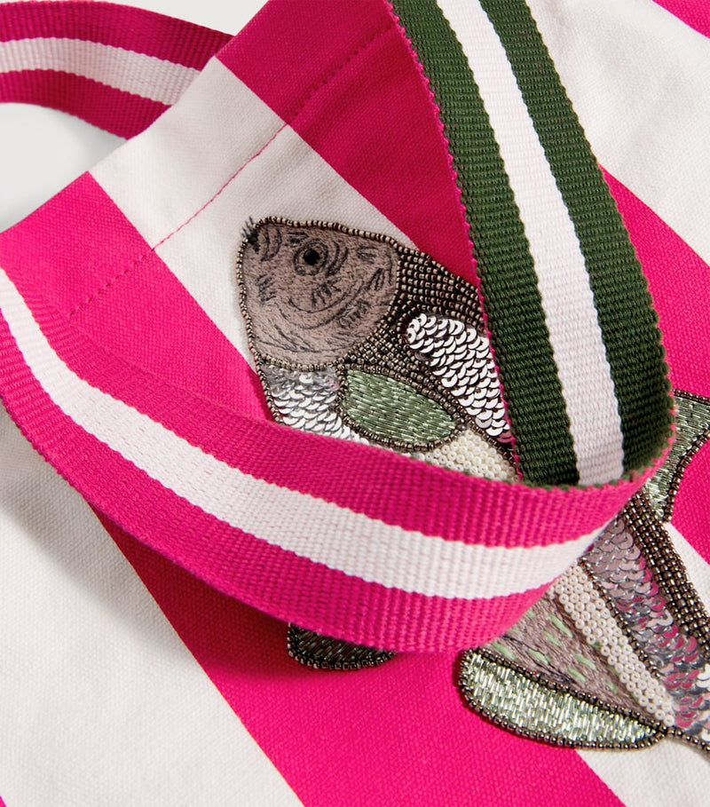 Harrods embellished fish tote bag, imported from the UK