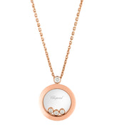 Harrods Chopard Rose Gold and Diamond Happy Diamonds Pendant- Buy online at McGrocer