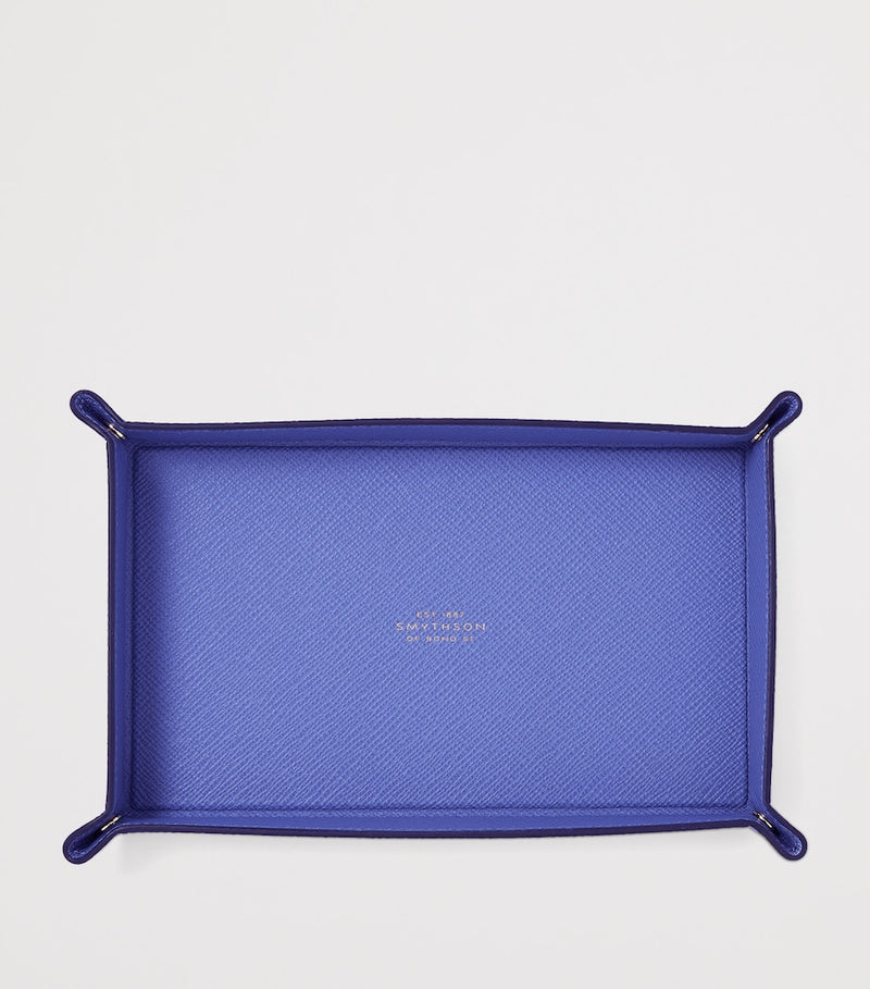 Smythson small leather Panama rectangular trinket tray (British brand)