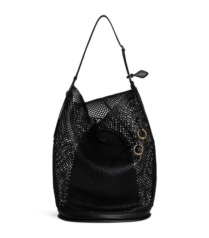 Alaïa large leather net hip bucket bag, UK version