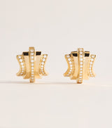 Harrods Azlee Large Yellow Gold and Diamond Fluid Staircase Scattered Earrings- Buy online at McGrocer