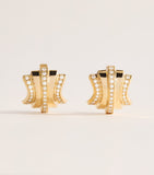 Azlee fluid staircase earrings yellow gold diamonds - British product