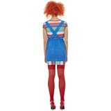 Smiffys Chucky costume blue top and dungaree dress, imported from the UK