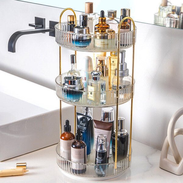 Livingandhome 3-Tier Rotating Organizer Gold 23cm, UK version