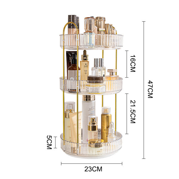 Livingandhome 3-Tier Rotating Organizer Gold 23cm, UK version