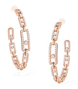 Harrods Messika Medium Move Link Pink Gold and Diamond Hoop Earrings (2.12ct)- Buy online at McGrocer