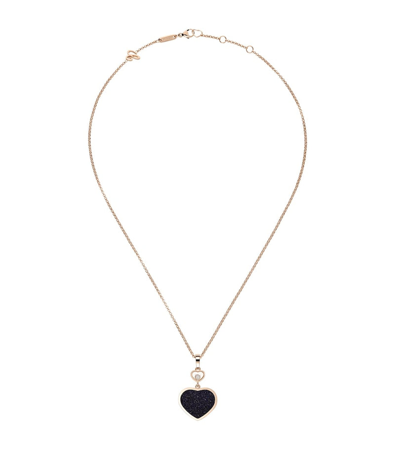 Chopard rose gold Happy Hearts pendant necklace with diamonds and aventurine (British brand)