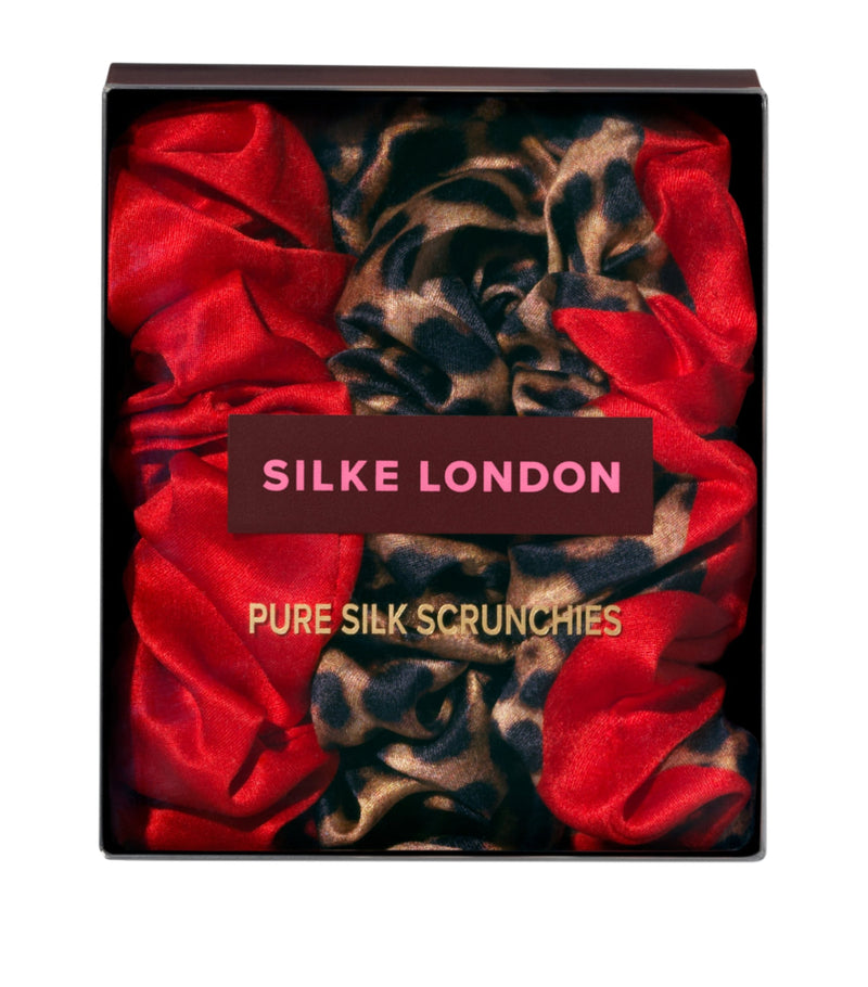 Silke mulberry silk hair scrunchies set of 3 (British brand)