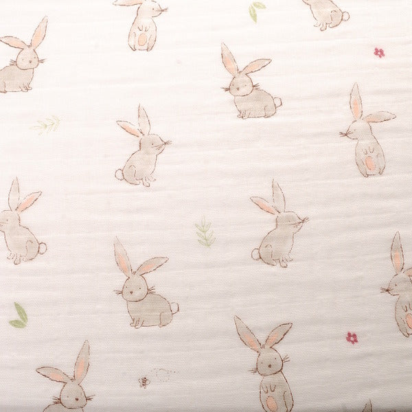Ziggle Cotton Muslin Swaddle Wrap Bunnies 120x120cm (British brand)
