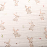 Ziggle Cotton Muslin Swaddle Wrap Bunnies 120x120cm (British brand)