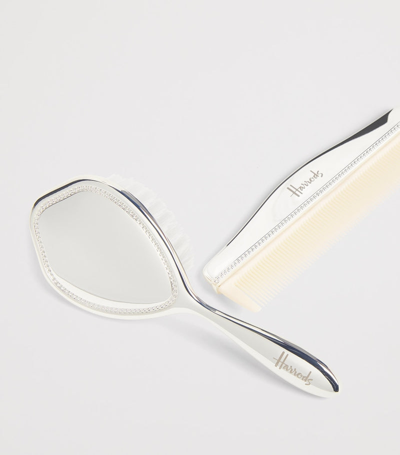 Harrods silver-plated brush and comb set in gift box - British product