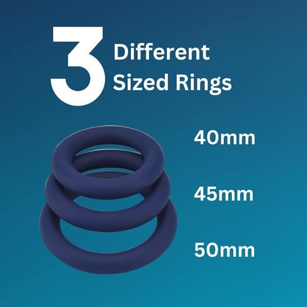 Loving Joy thick silicone cock rings navy 3 pack (British brand)