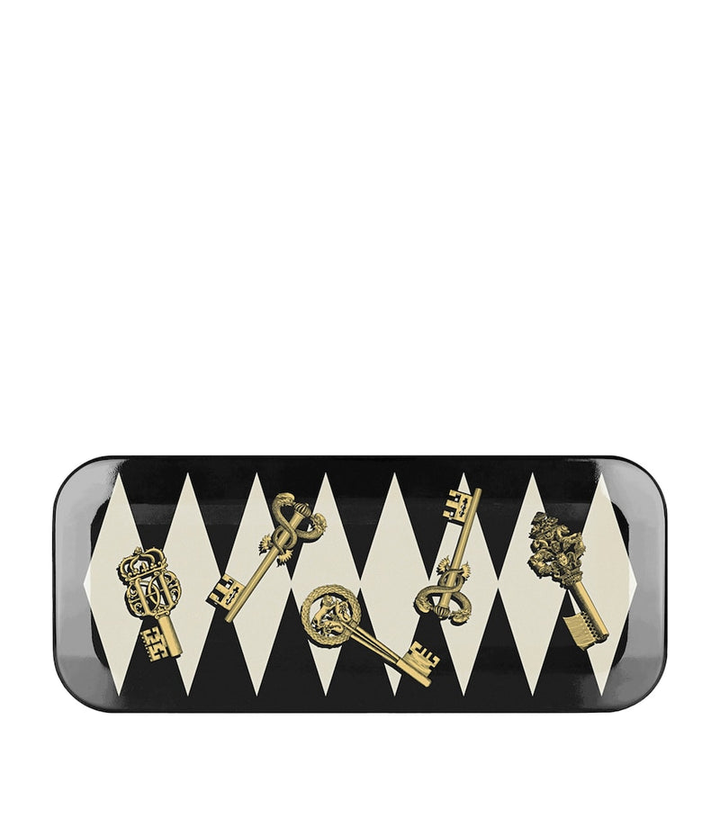 Fornasetti Chiavi rectangular lacquered wood tray - British product