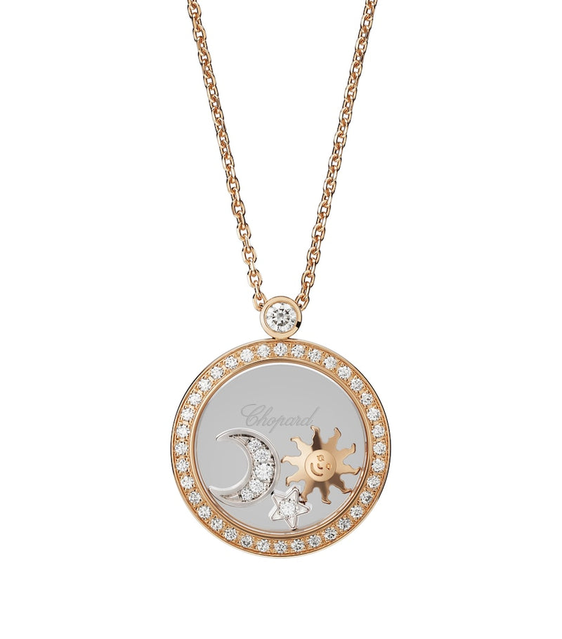 Chopard Happy Diamonds rose gold pendant with diamond sun star moon, imported from the UK