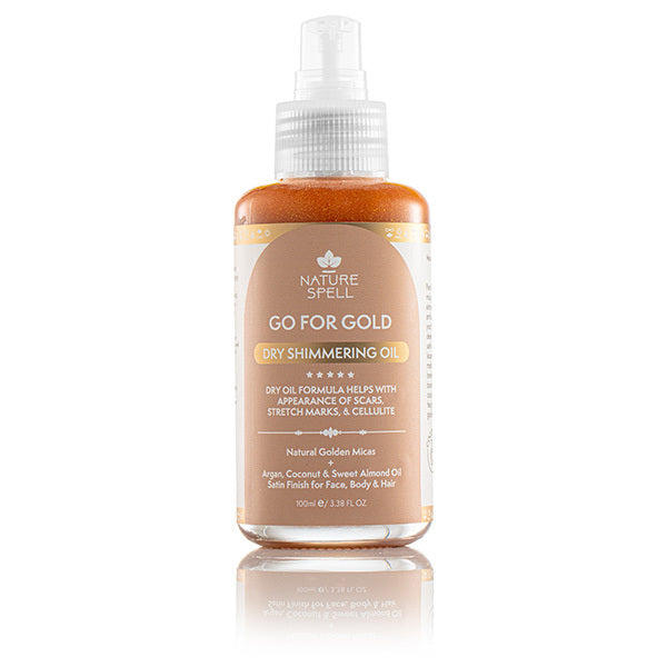 Nature Spell Go for Gold Dry Shimmer Oil, imported from the UK