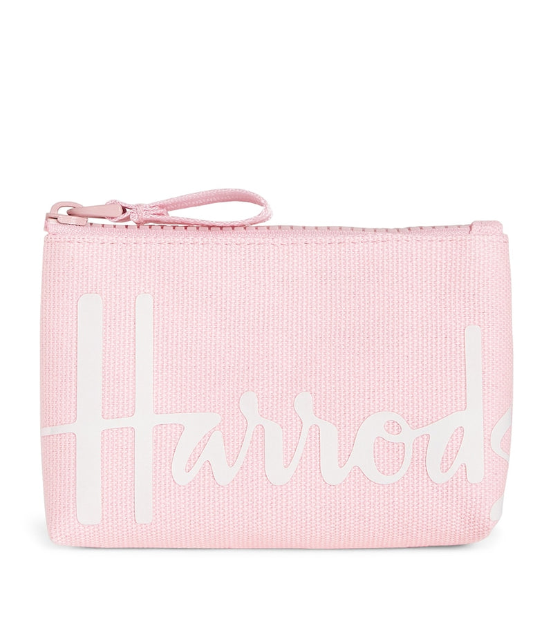 Harrods cotton logo coin purse in pink - British product