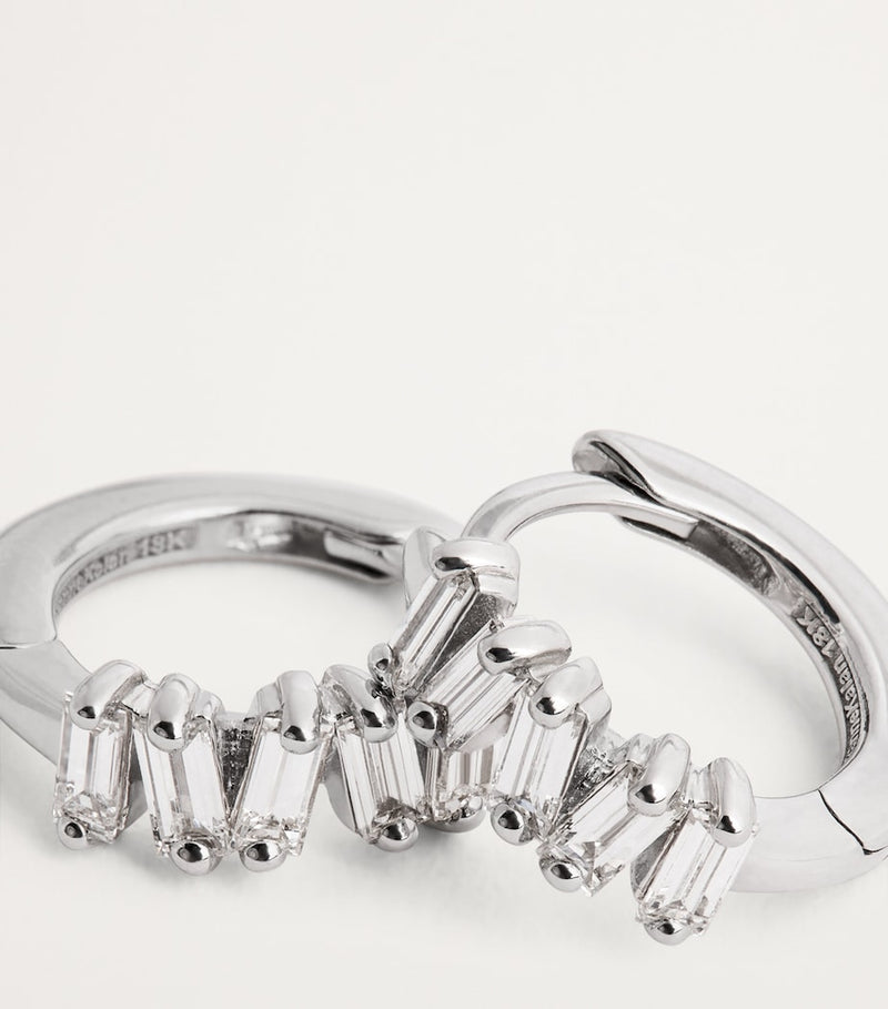 Suzanne Kalan white gold huggie earrings with diamonds 4mm, UK version