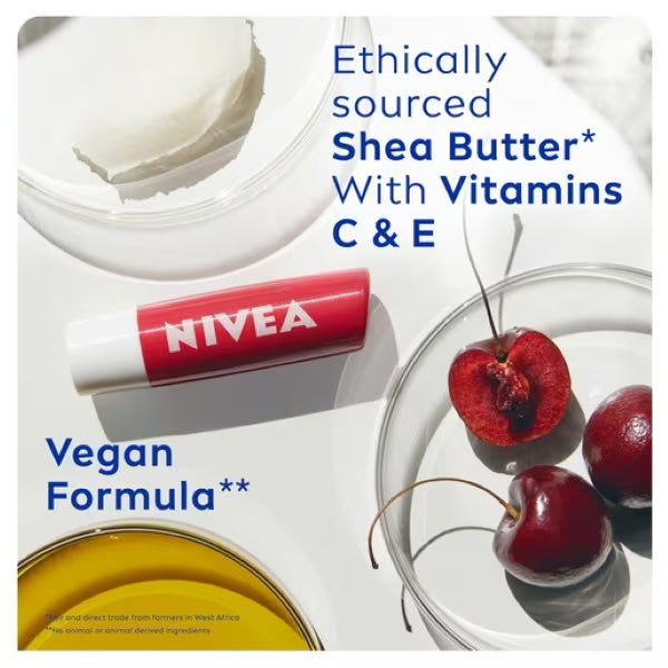 NIVEA Lip Balm Cherry 4.8g, imported from the UK