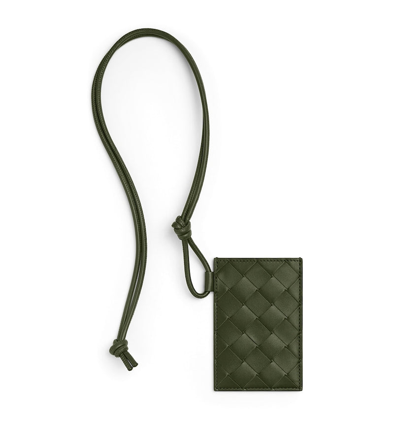 Bottega Veneta badge holder with Intrecciato weave - British product