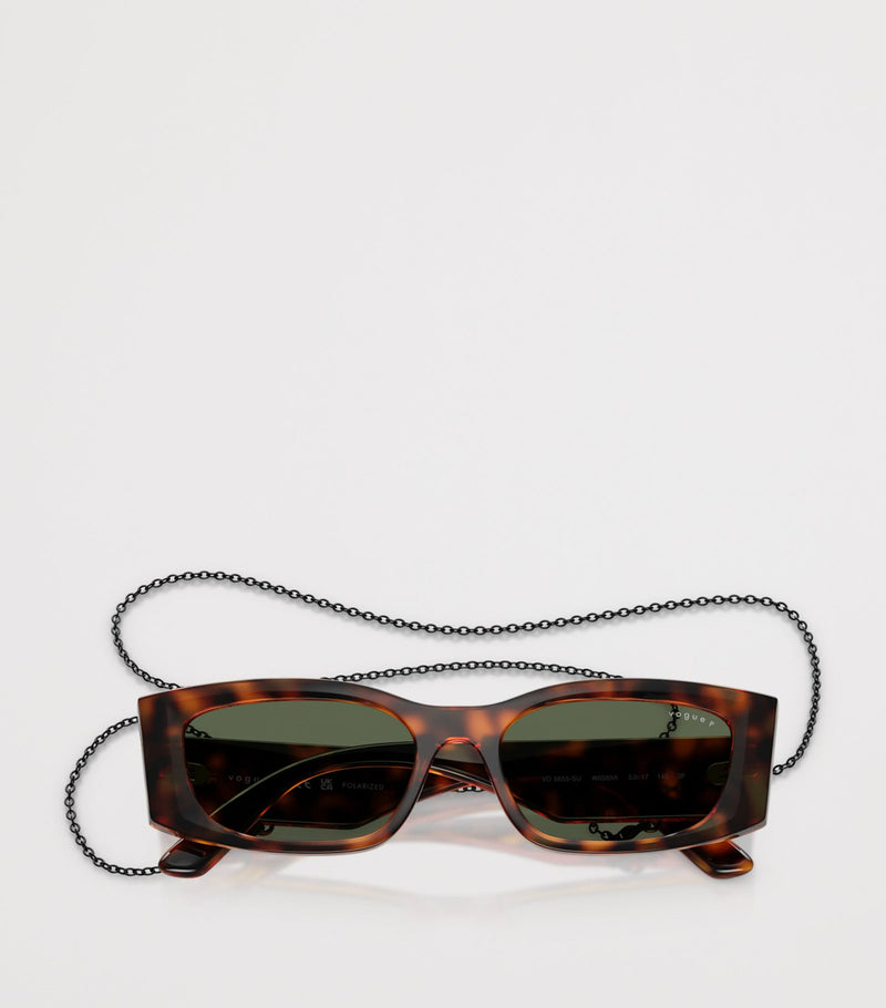 Vogue Pillow Sunglasses with tortoiseshell pattern and chain - British product