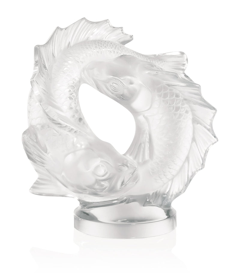 Lalique Crystal Double Fish Sculpture 28.5cm, UK version