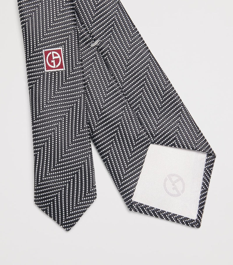 Giorgio Armani silk herringbone tie 7cm width, UK version