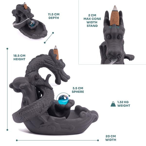 Myga backflow incense burner Dragon, imported from the UK
