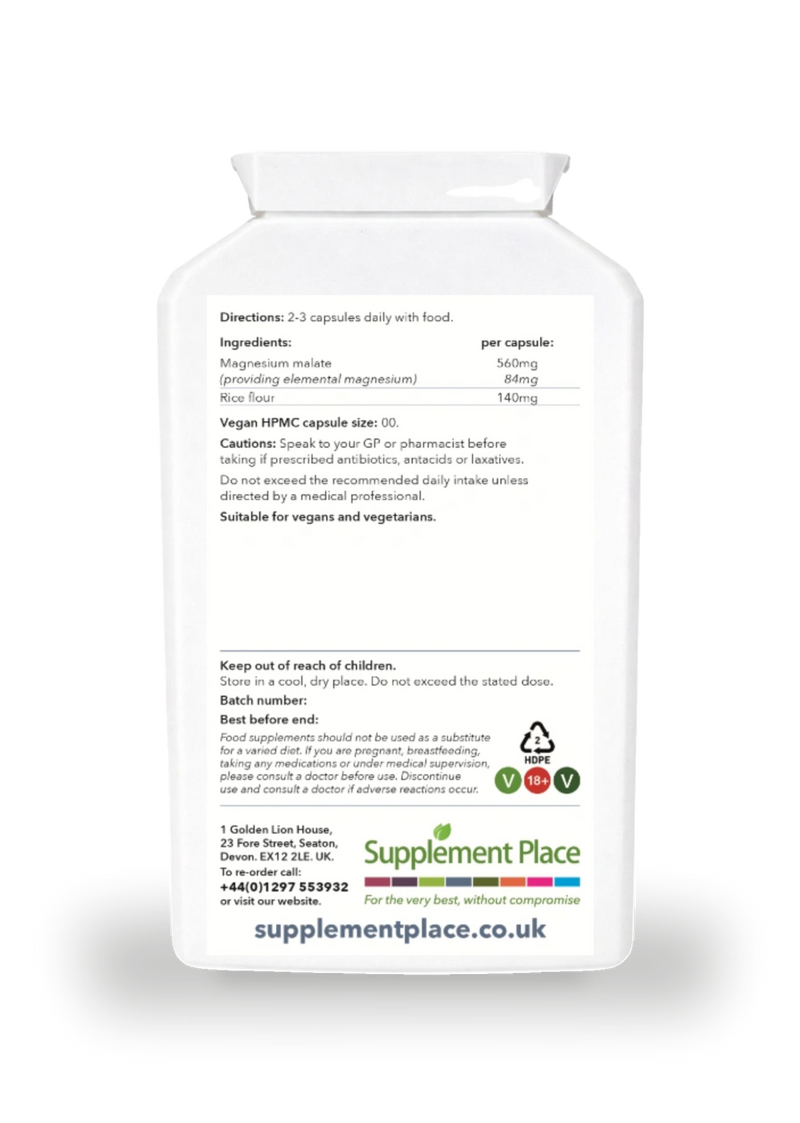Supplement Place magnesium malate 560mg 120 capsules (British brand)