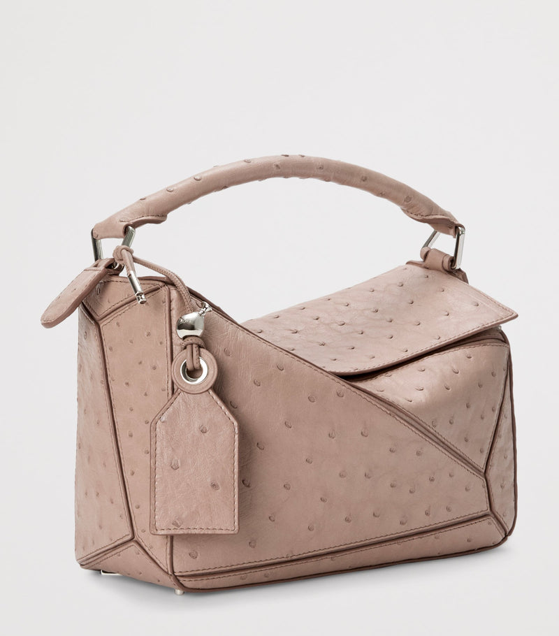 LOEWE Puzzle top-handle bag in ostrich leather, imported from the UK