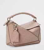 LOEWE Puzzle top-handle bag in ostrich leather, imported from the UK