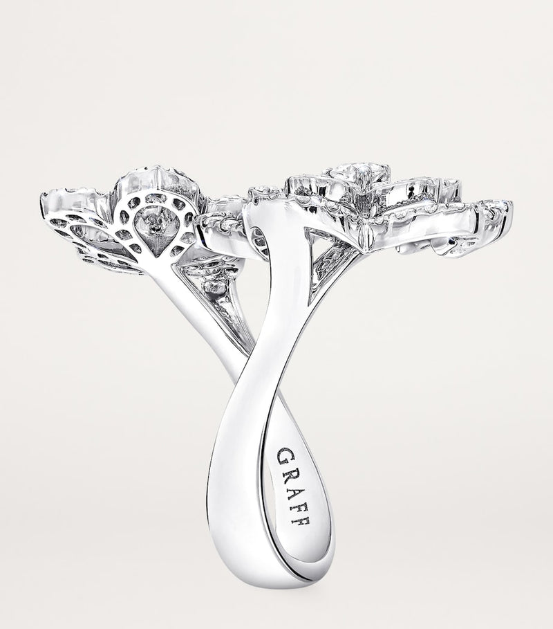 Graff Wild Flower ring white gold diamond, imported from the UK