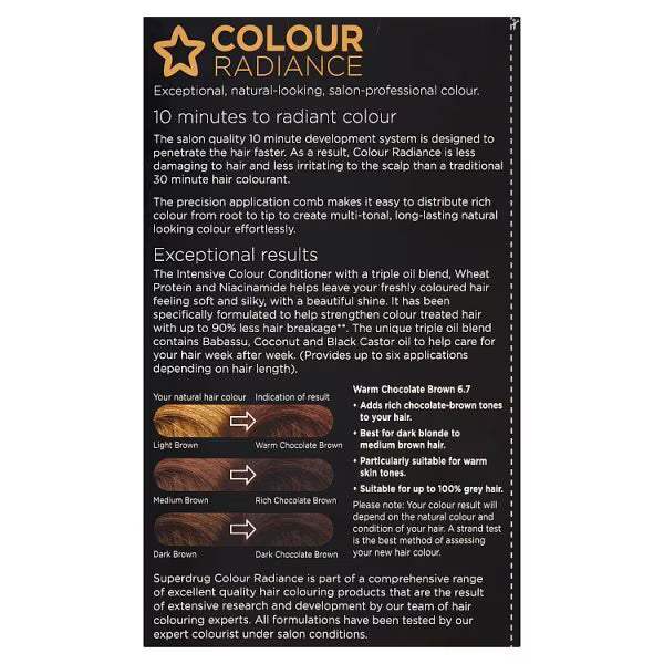 Superdrug Hair Colour 6.7 Warm Chocolate Brown (British brand)