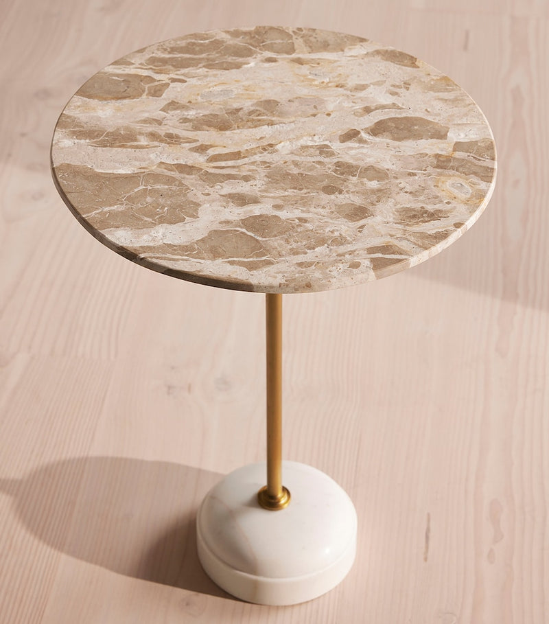 Soho Home marble Fleet side table with brass stem (British brand)
