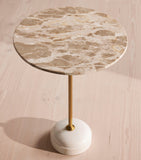 Soho Home marble Fleet side table with brass stem (British brand)