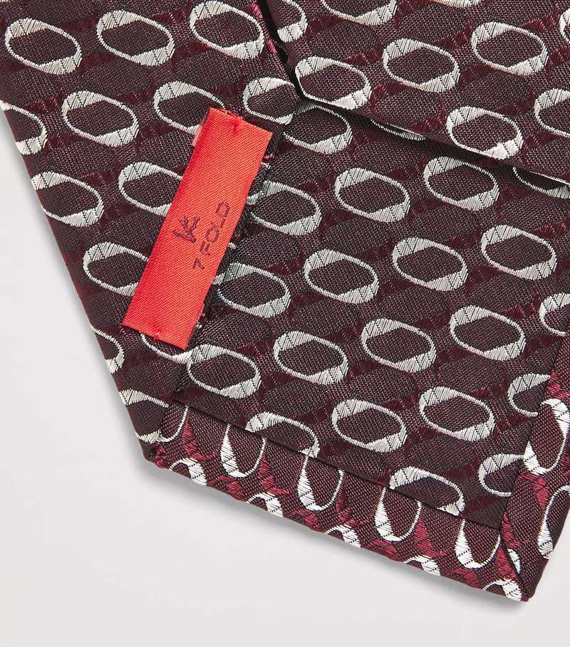 Isaia men's silk geometric jacquard tie (British brand)