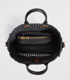 Schiaparelli raffia face tote bag H32cm with leather trims (British brand)