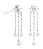 Astrid & Miyu earrings white gold topaz shooting star (British brand)