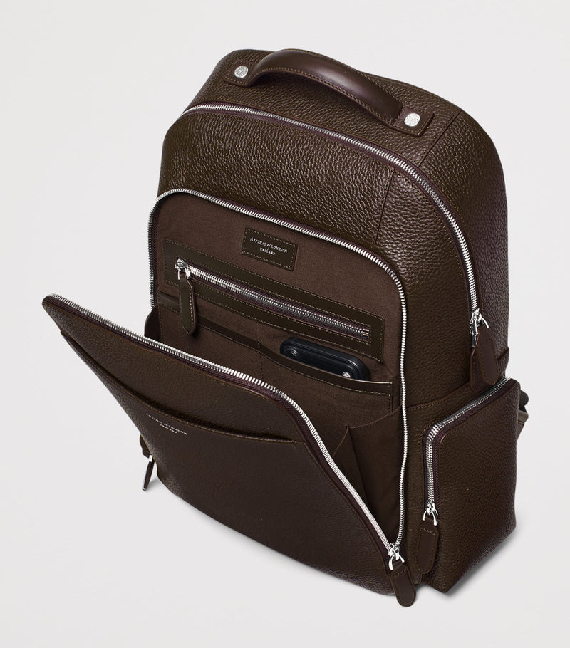 Aspinal of London pebbled leather reporter zipped backpack (British brand)