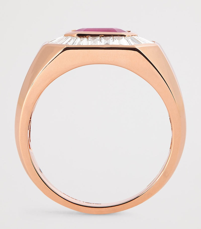 SHAY Rose Gold Championship Ring with Ruby and Diamonds, UK version