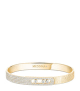 Harrods Messika Move Noa Diamond and Yellow Gold Half Pavé Chiselled Bangle (1.20ct)- Buy online at McGrocer