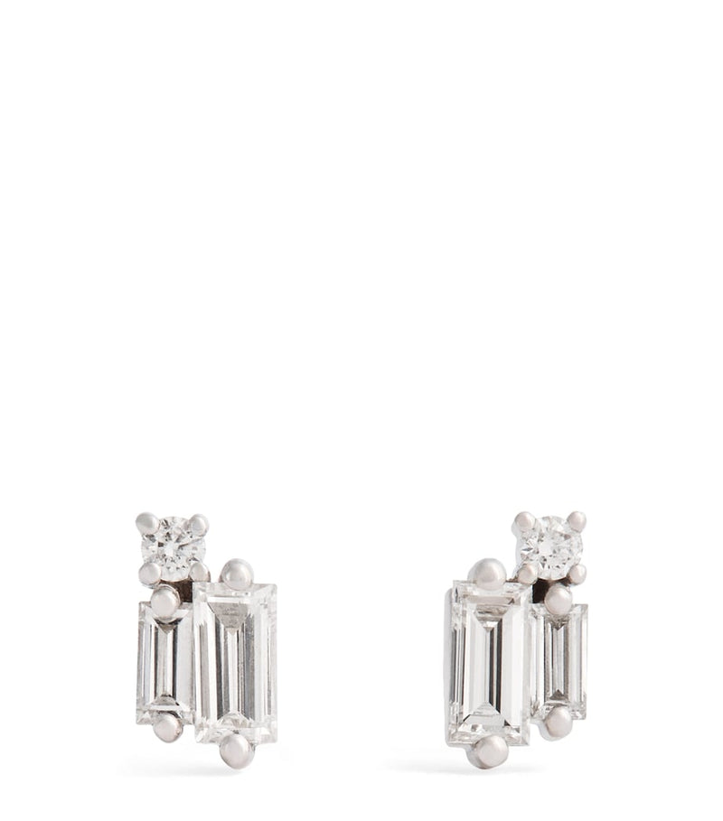 Suzanne Kalan white gold diamond bold burst stud earrings - British product