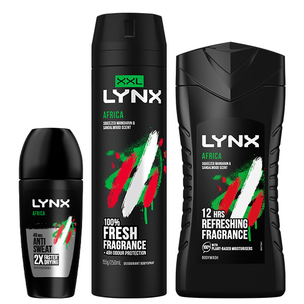 Lynx Africa Body Spray Bundle 3 piece pack, UK version