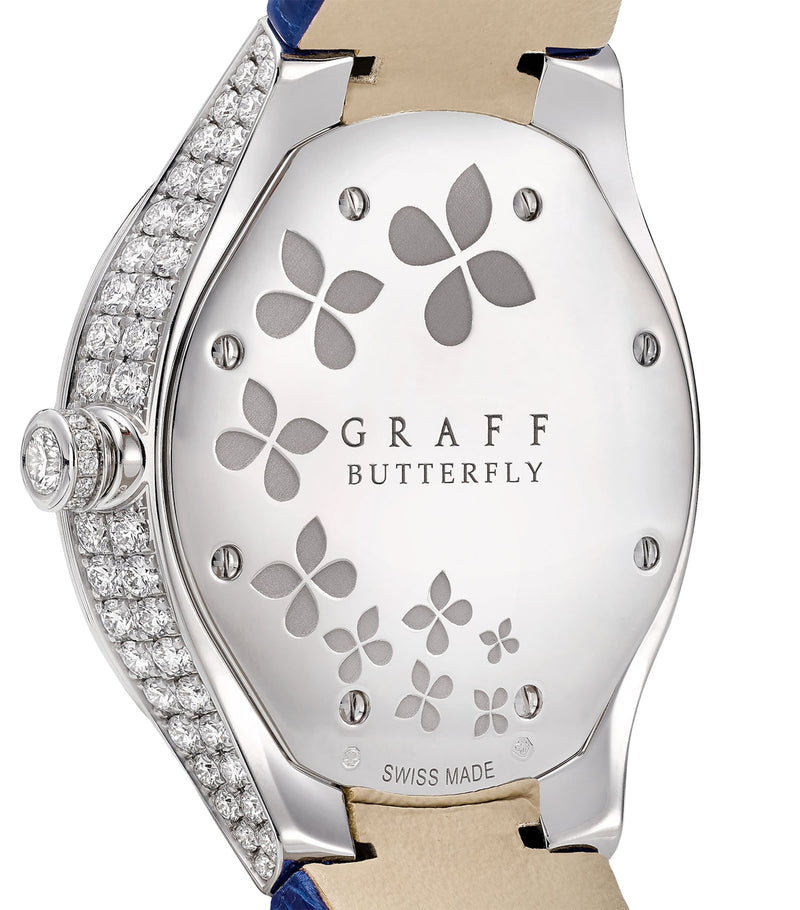 Graff white gold diamond sapphire butterfly watch 33mm (British brand)