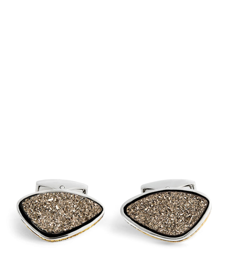 Tateossian sterling silver drusy cufflinks, imported from the UK