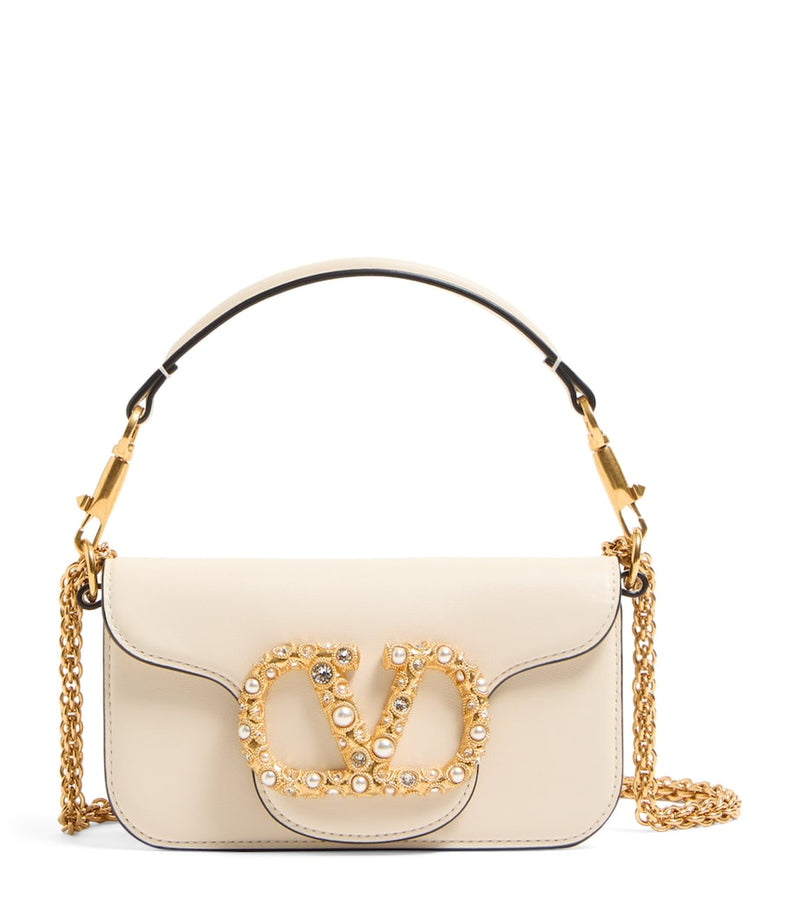 Valentino Garavani Small Embellished Locò shoulder bag, imported from the UK