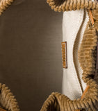 Miu Miu medium corduroy leather-trim backpack, imported from the UK