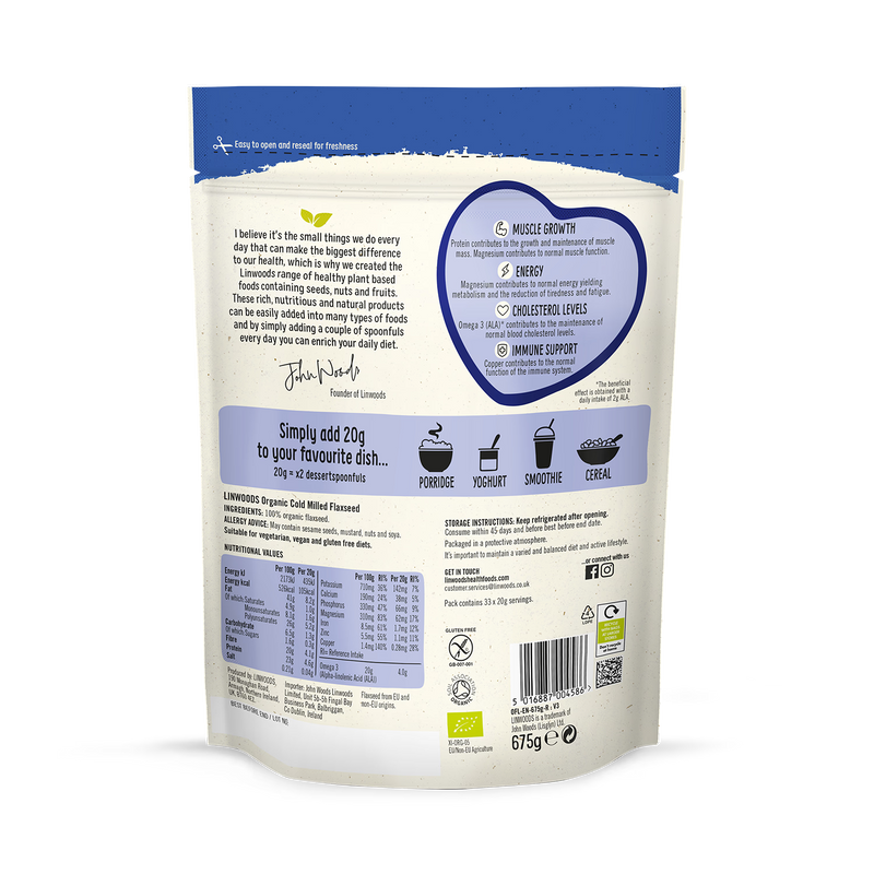 Linwoods Milled Organic Flaxseed 675g, UK version
