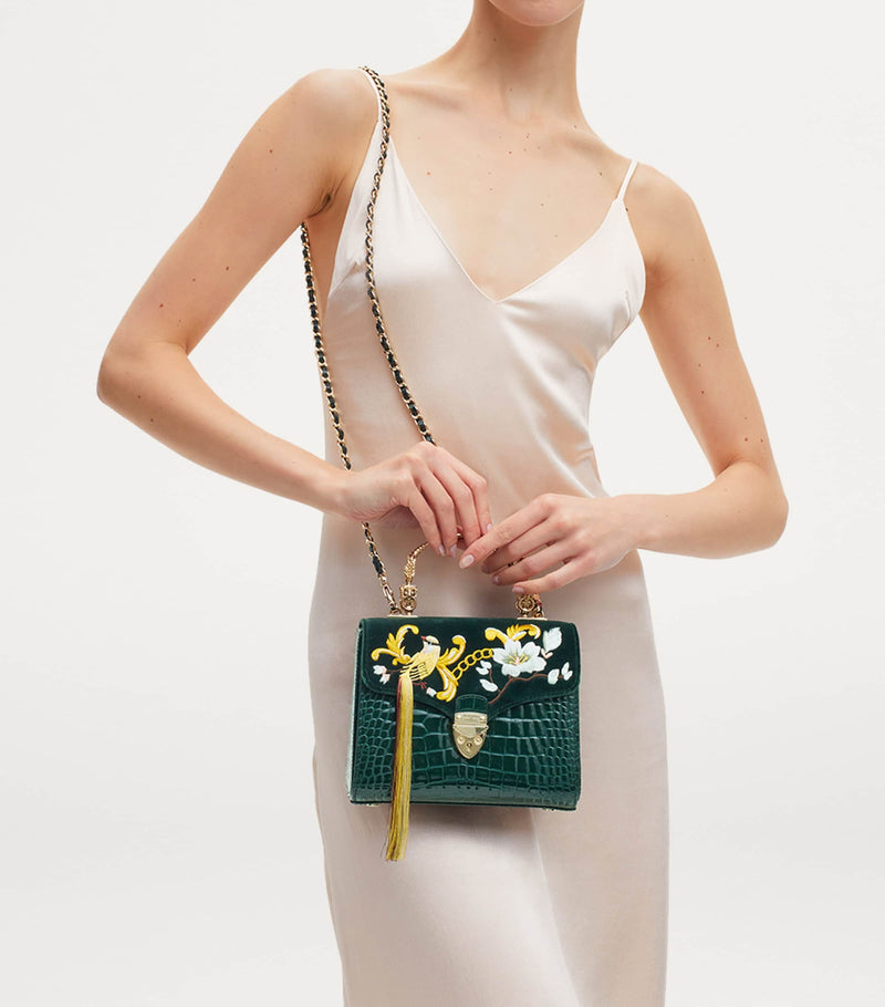 Aspinal of London Mayfair velvet top-handle bag midi (British brand)