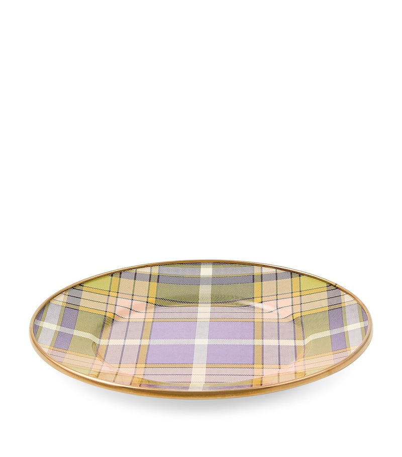 MacKenzie-Childs steel tartan violet dessert plate 20cm, imported from the UK